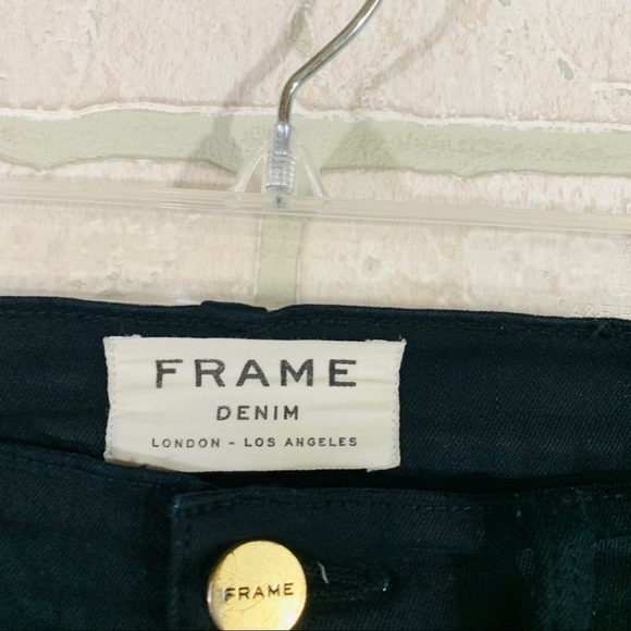 Frame Le Skinny de Jeanne Ripped Distressed Jeans in Film Noir Wash Size 24 - Picture 8 of 13